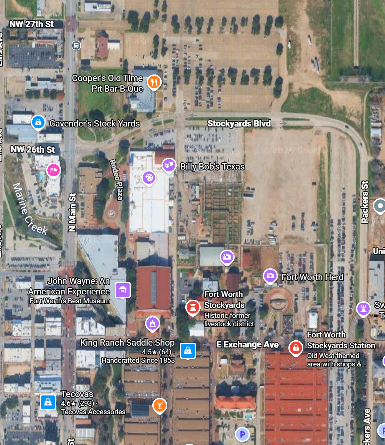 Stockyards overview satellite reference map
